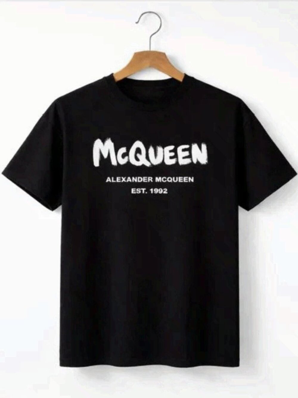 NWT Alexander MCQueen Black Brushstroke Logo Est 1992 Graphic Tee